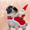 Noel Köpek Kostüm Binicilik Noel Baba Komik Köpek Noel Giyim Pet Kedi Tatil Kıyafetleri Cadılar Bayram