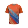 ファッションテニストレーニング服3DグラディエントプリントTシャツ男性用バドミントンスポーツウェア夏の緩い短袖トップ240403