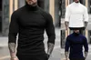 Heren Hoodies Sweatshirts Half High Collar Mens vaste T-shirt met lange mouwen voor de lente en herfst nieuwe kleding T-shirt veelzijdige mode Basis Bottom Casual Top C24325