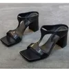 Zapatos de vestir para mujeres tacón alto 2024 zapatillas de primavera moda versátil sólido color sólido sandalias de punta cuadrada