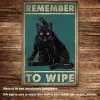 Funny Black Black Cat Retro Metal Tin Sign -REMEMBRY TO WIPE -Nintage Coffee Black Cat Metal Sign Plaque per Home Kitchen Cafe