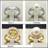 Smyckesinställningar DIY -ringar 925 Sier Pearl Setting Zircon Ring For Women mode justerbar storlek Alla hjärtans dag Drop Delivery Dhgarden Dhnsl