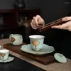 Juegos de té de té Lotus Auspicioso Glaze de arroz Tureen Mango lateral Juego de té RETRO Caja de regalo nacional