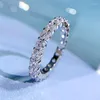 Cluster Anneaux 925 Silver Silver High Carbone Diamonds Gemstone Wedding Band Romantic Couple Ring Fine Jewelry Cadeaux en gros