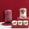 Teaware Sets 2024 Chinese Portable Tea Set Ceramic 1 Pot 2 Cups Travel Mugs Storage Bag Heat Insulation Container