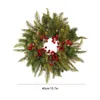 Decoratieve bloemen 40 cm rood fruit Xmas krans batterij bediende plastic deur hangende ornament kunstmatige met LED -lichte touw voor muur