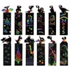 12 Pcs Animal Bookmarks Scratch Drawing Paper Diy Magical Scratch Art Kids Painting Book Creative Card Educational Toy with Tool