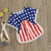 Flickaklänningar självständighetsdag barnflickor täcker sommarstjärnor ränder småbarn strandklänning utslag vakter för baddräkt badkläder