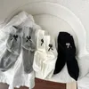Women Socks Long Tube Women's Cotton Korean Black/White/Grey Breathable Street Pile Sock Bow Casual Four Seasons