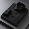 Herren -Hemdhemden Herren Klassiker elegantes Geschäft Langarm Easy Care Stretch Plain Formal Shirt Casual Standard Männliche Arbeitskleidung