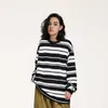 Hurtownia Niestandardowa 100% bawełniana 300 g wagi ciężkiej Unisex Stripe z długim rękawem Hip Hop High Street Style Ogólna koszulka dla mężczyzn