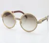 Gute Qualität Holz Vollrahmen Diamant Sonnenbrille 7550178 Runde Vintage Unisex High -End -Marke Designer Brille C Dekoration Gold Sun8846562