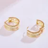 Boucles d'oreilles cerceaux brillants Zircon Ring Hollow Women's Copled 18k Bijoux en or exquis