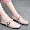 Chaussures décontractées gktinoo mary jane femme authentique cuir rond rond de boucle métalle sangle de boucle superficielle fous d'été appartements plus taille 43