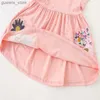 Girl's Dresses Jumping Meters Animals Embroidery Summer Princess Girls Dresses Party Birthday Frocks Childrens Costume Cats Dress Y240412