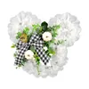 Decorative Flowers Garland Plaid Bow Mesh Bear Head Outdoor Patio Door Hanging Fence Decoration Summer Wreath Kits To Make For Christmas