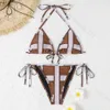 Kobiety bikini set seksowne przezroczyste paski kształt strojów kąpielowych projektanci damskie kostiury kąpielowe moda plaża letnie pływanie ubrania odzież dla kobiecych strojów kąpielowych