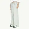 Baggy jeans Light Blue Drawstring Jeans Women's High Waist Micro Elastic Straight Loose Pants 2024ss Spring/summer