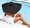 Summer Oversized 70cm Diameter Beach Hats Wide Brim Black Sun Hat for Women Uv Protection Large Foldable Straw Hat Wedding Hat178C2017373