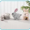 Electric/RC Dieren Plush Rabbit Toy Baby Learning Crawling Rabbit Interactive Electronic Pet Walking Animal Toy Childrens Giftl2404