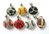 10pcs Mix Styles Base Basket Football Softball With Rhinestone Hang Pendant Charms 15x15mm Fit DIY BraceletNecklace Key ChainPh4276285