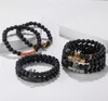 Bracelets de charme 2021 2PCSSET CZ BRACELTE CORONA MENINOS BRACLETO BEAD BLACK MACTE PARA MONS JOENCIAS DE MANÇAS DE MANÇAS