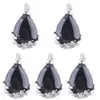 Hangende kettingen Zwart natuurlijke obsidiaan stenen water dropvormige bloem reiki chakra charme vrouwen geluk klassieke mode -sieraden 5stcs tn3474