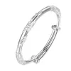 Bangle Engraved Floral For Women Fashion Silver Color Flower Charm Open Hand Jewelry Friendship Gift