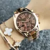 NUOVO 2024 Brand Watch Women Girl Roman Numerals 3 Dials Style Metal Steel Band Wor Orologio da polso M 49