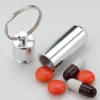 Wasserdichte Aluminiumlegierung Pill Box Tragbare Medizin Fall Kapsel Behälter Flaschenhalter Outdoor Pill Hülle Schlüsselbund