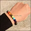 Beaded Strands Fashion Chakra Bracelet Tiger Eye Volcanic Stone Men Black Lava Healing Nce Reiki Prayer Natural Yoga Gift Drop Deli Dhwgn