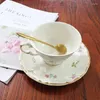 Xícaras pires britânicos xícara de chá da tarde e pires de café cerâmica Flor Flor Floral Conjunto Marroquino