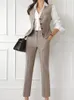 Koreanische Mode Frauen Blazer 3 PCs Vintage Langarmanzug Jacken Weste und Straight Pants Female Chic Business Outfits 240407