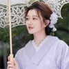 Ropa étnica estilo japonés yukata vestido vintage mejor kimono pogray viajar po púrpura encaje