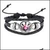 Charm Bracelets Leather Bracelet Music Instrument Pattern Glass Cabochon Mens Black Cool Punk Jewelry For Men Gift B056 Drop Delivery Dhb0R