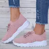 Casual Shoes Women's Mix Colors Elastic Knitting Sneakers 2024 Autumn Breattable Flats Woman Thick Sole Lace Up Walking 43