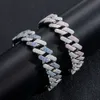 Nowy hiphop 20 mm łańcuch kubański Link Iced Out Kolor Diamond Moissanite Bransoletka Męska biżuteria złota łańcuch kubański