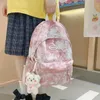 Simple tyeing Design Women Backpack Kawaii Nylon Book Bag Female Mochila School Backpack per adolescenti da viaggio Girl Travel Rucksack 240328