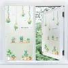 Adesivos de janela Jelnln Green Plants Flores Filmes anti-Peep de vidro fosco para banheiros banheiros opacos de sombreamento