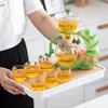 Tee-Sets 1 Set Lazy Tea Magnetic Water-tribierende Deckelschüssel Automatische Kohlglas-Teekanne Dose Tassen und Tablettsuiten