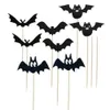 8st Halloween Bat Cupcake Toppers Set Spooky Create Atmosphere Cake Wrappers Ornament Dessert Halloween Party Baking Decoration