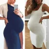Mutterschaftskleider neue Mode Frauen Schwangerschaftsschwangerschaftskleider O-gar ärmellose Krankenpflegemutterkleid Festkleid Ropa Premama Embarazadas 24412