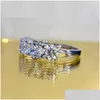 Anelli di nozze Neetim 5mm 6,5 mm FL Moissanite Ring per donne S925 Sterling sier eternity eternity scintillanti a banda diamante gioielli gradini gradini dropliv dh79g