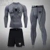 T-shirts 2023 Nya män MMA Compression Spartan Set Short Tshirt Trow Sleeve Clothes Men's Pants Fitness Bodybuild Ing Sportsuit