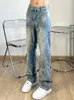 Pantaloni da cowboy per jeans maschi da uomo bootcut i pantaloni estetici dritti svasati per uomini giunti in abiti originali y2k anni 2000 sciolte kpop