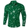 Chemises de Noël masculines à manches longues Red Black Green Novelty Party Clothing Clothing et chemisier avec motif de flocon de neige