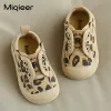 Sneaker baby neonate sneaker da ragazzo ragazza tela tela slip slips leopard kids kids first walker sola sola suola nere calzature casual nere calzature