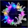 Haaraccessoires Hoofdkleding 10 stks Bloemen Led sjaals Lumineuze veren Angels Crown Hoofdbanden Wedding Party Kerstcadeau 230815 Dro Dhuzs