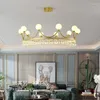 Candeliers Modern Crown Crystal Loft Chandelier Sala de jantar Sala de jantar Quarto pendurado luminárias G9 Matte Gold Cord Ajustável