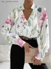 Women's Blouses Shirts Autumn Women Sexy V Neck Long Slve Shirt Top Fashion Floral Printing Blouse Tops 2023 Elegant Casual Office Lady Blouses 1 T240415